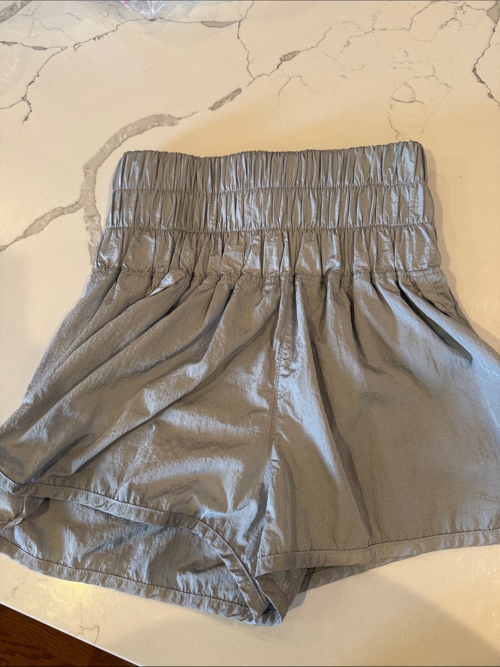 FP Movement by Free People Gray High-Waist Smocked Athletic Shorts small